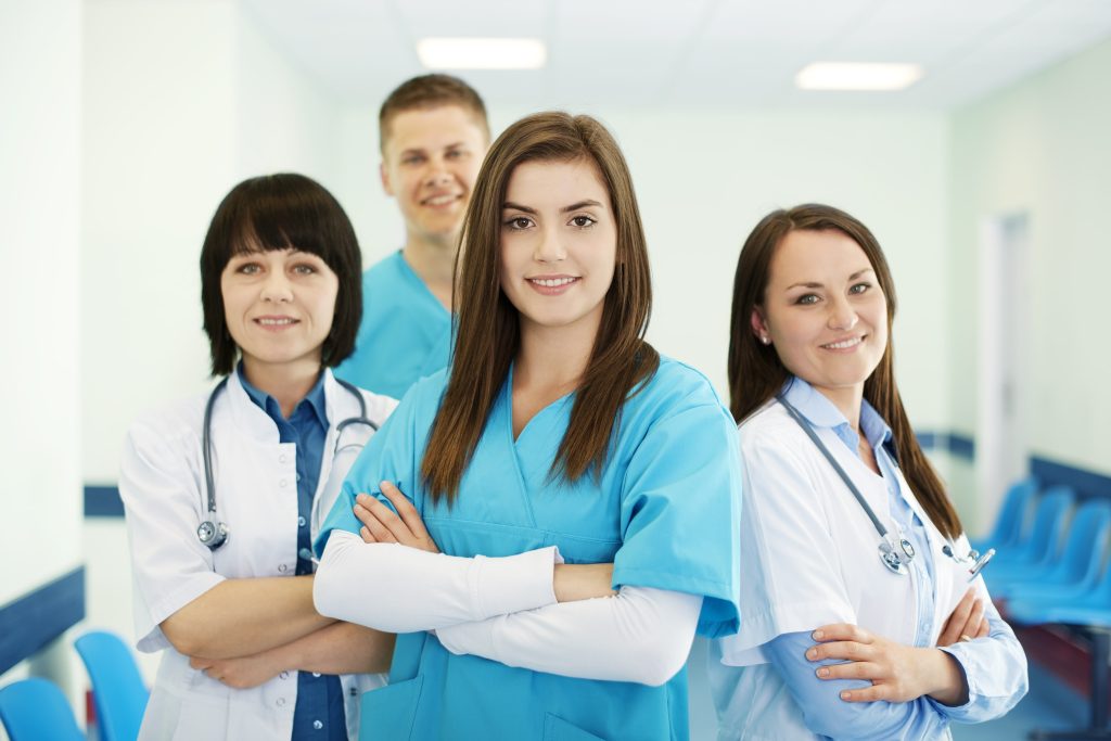 Nursing team in training environment